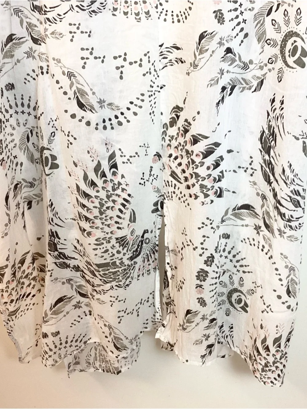 Odd Molly Boho 100% Cotton Bird Print Swim Cover Up - White - One Size - Picture 7 of 9